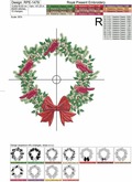 Christmas Festive Wreath Machine Embroidery Design - 7 sizes