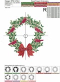 Christmas Festive Wreath Machine Embroidery Design - 7 sizes