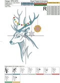 Christmas Forest Deer Head Machine Embroidery Design - 7 sizes