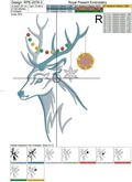Christmas Forest Deer Head Machine Embroidery Design - 7 sizes
