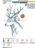 Christmas Forest Deer Head Machine Embroidery Design - 7 sizes