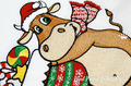 Christmas Funny bull in scarf and hat Machine Embroidery Design - 2 sizes