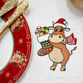 Christmas Funny bull in scarf and hat Machine Embroidery Design - 2 sizes