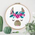 Christmas Lama Head Machine Embroidery Design - 3 sizes