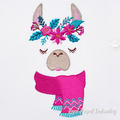 Christmas Lama in a scarf Machine Embroidery Design - 2 sizes