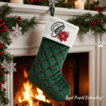 Christmas Letter G with Poinsettia Embroidery Design