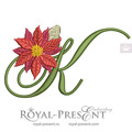 Christmas Letter K Embroidery Design for Cosmetic Bags