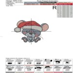 Christmas Mouse in a cap of Santa Claus Machine embroidery design