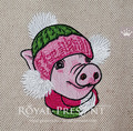 Christmas Pig Machine Embroidery Design - 5 sizes
