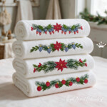 Christmas Poinsettia Borders Set Machine Embroidery Designs - 4 in 1