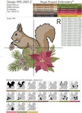 Christmas Squirrel with Poinsettia machine embroidery design - 3 sizes