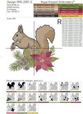 Christmas Squirrel with Poinsettia machine embroidery design - 3 sizes