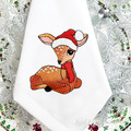 White-Tailed Fawn in Santa hat - 2 sizes
