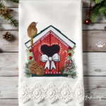 Christmas birdhouse with a bird - 4 sizes