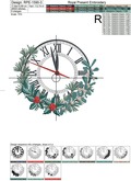 Christmas clock Machine Embroidery Design - 4 sizes