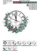 Christmas clock Machine Embroidery Design - 4 sizes