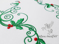 Christmas corner with holly Design for machine embroidery - 6 sizes