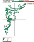 Christmas corner with holly Design for machine embroidery - 6 sizes