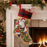 Large Santa Christmas Stocking Cross-Stitch Machine Embroidery Design