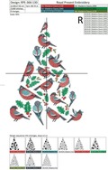 Christmas tree with bullfinches Machine Embroidery Design - 2 sizes