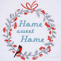 Christmas wreath with Bullfinch and berry Machine Embroidery Design