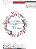 Christmas wreath with Bullfinch and berry Machine Embroidery Design