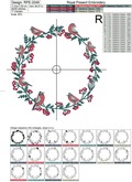 Christmas wreath with Bullfinches and Berries Machine Embroidery Designs