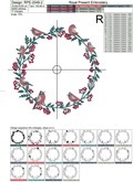 Christmas wreath with Bullfinches and Berries Machine Embroidery Designs