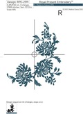Chrysanthemums large Corner Machine Embroidery Design - 3 sizes