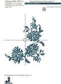 Chrysanthemums large Corner Machine Embroidery Design - 3 sizes