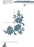 Chrysanthemums large Corner Machine Embroidery Design - 3 sizes