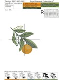 Citrus Branch Machine embroidery design - 3 sizes