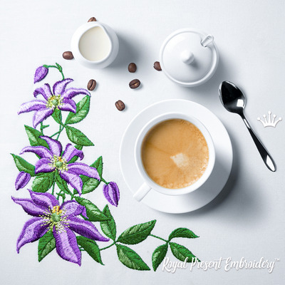 Motif de broderie machine Clematis Corner - 4 tailles