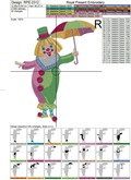 Clown with Umbrella Machine Embroidery Design - 3 sizes