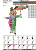 Clown with Umbrella Machine Embroidery Design - 3 sizes