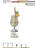 Cocktail Pina Colada Machine Embroidery Design - 2 sizes