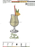 Cocktail Pina Colada Machine Embroidery Design - 2 sizes