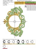 Color Baroque Frame with Crown Machine Embroidery Design - 3 sizes