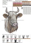 Colored Breeding Cow Machine embroidery designs - 5 sizes
