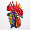 Colorful Rooster Pop art Machine Embroidery Design - 5 Sizes