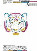 Colorful Tiger head machine embroidery design - 3 sizes