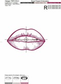 Contour Lips Machine Embroidery Design - 6 sizes