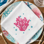 Motif de broderie mécanique « Line Art Corals » pour serviettes de plage – 5 tailles