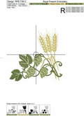 Hop and barley Corner Embroidery Design - 2 sizes