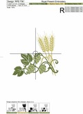 Hop and barley Corner Embroidery Design - 2 sizes