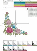 Corner Machine Embroidery Design Pink Roses - 3 sizes