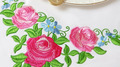 Corner Machine Embroidery Design Pink Roses - 3 sizes