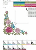 Corner Machine Embroidery Design Pink Roses - 3 sizes