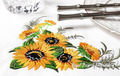 Corner sunflowers Machine Embroidery Design - 5 sizes