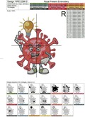 Coronavirus COVID-19 Free Machine Embroidery Design - 4 sizes